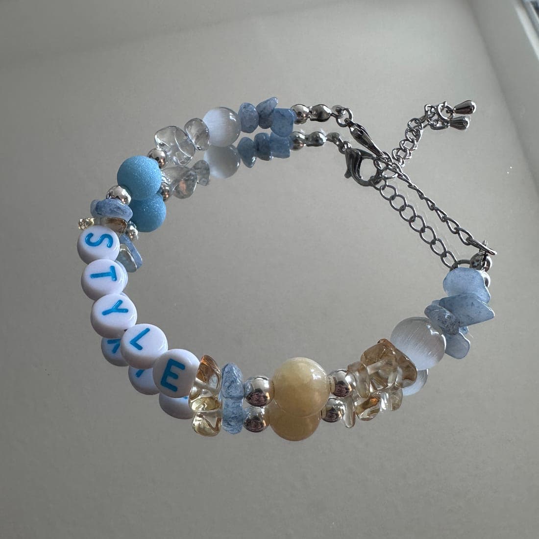 Sky Blue Letter Bracelet