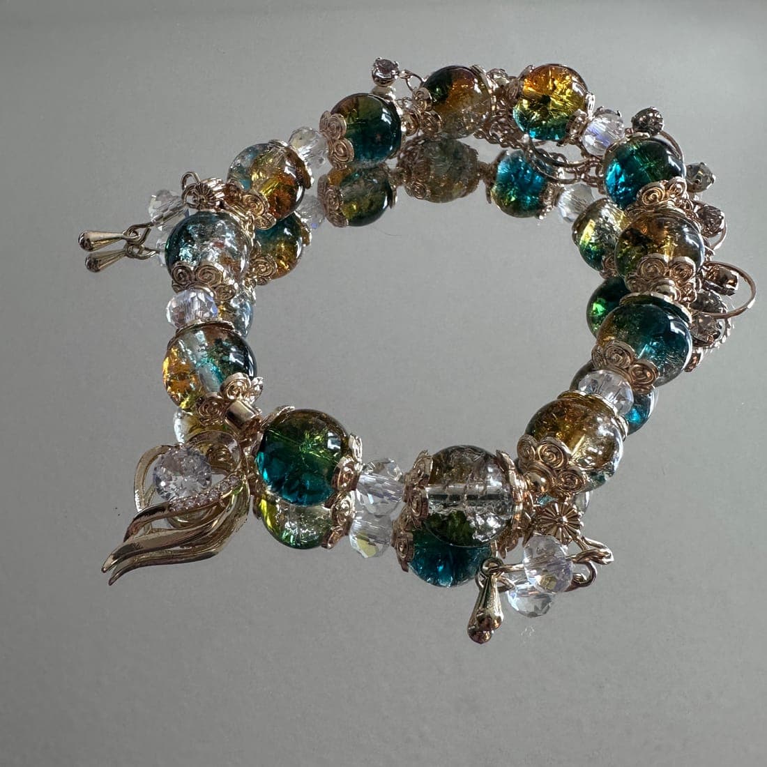 Emerald & Gold Charm Bracelet